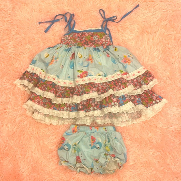 Mia Miel “Shellebration” Ruffled and Lace Sundress with Bloomer Shorts, 3T - Picture 5 of 7